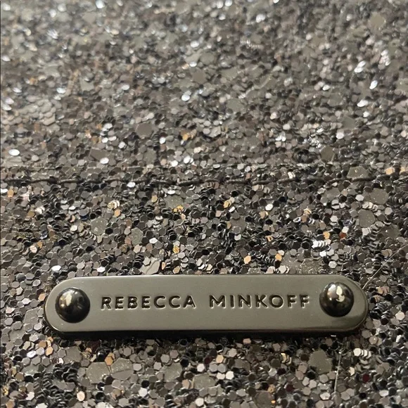 Rebecca Minkoff Envelope Glitter Leo Clutch Dressy Handbag Purse Black - Picture 9 of 9